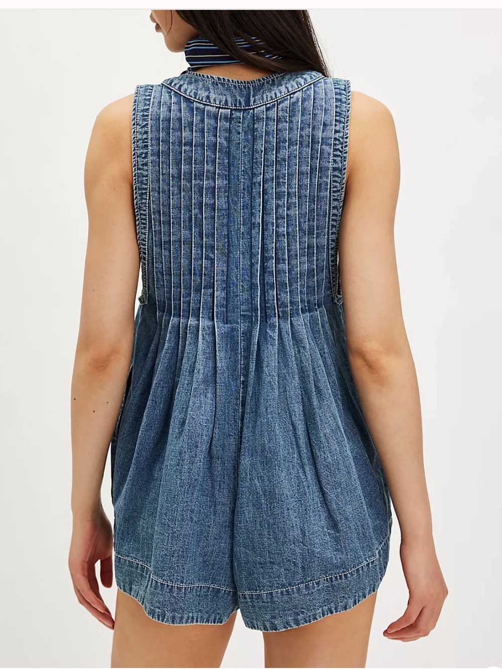 EUC We the Free Webster Denim Romper by Free People Medium - Picture 5 of 6